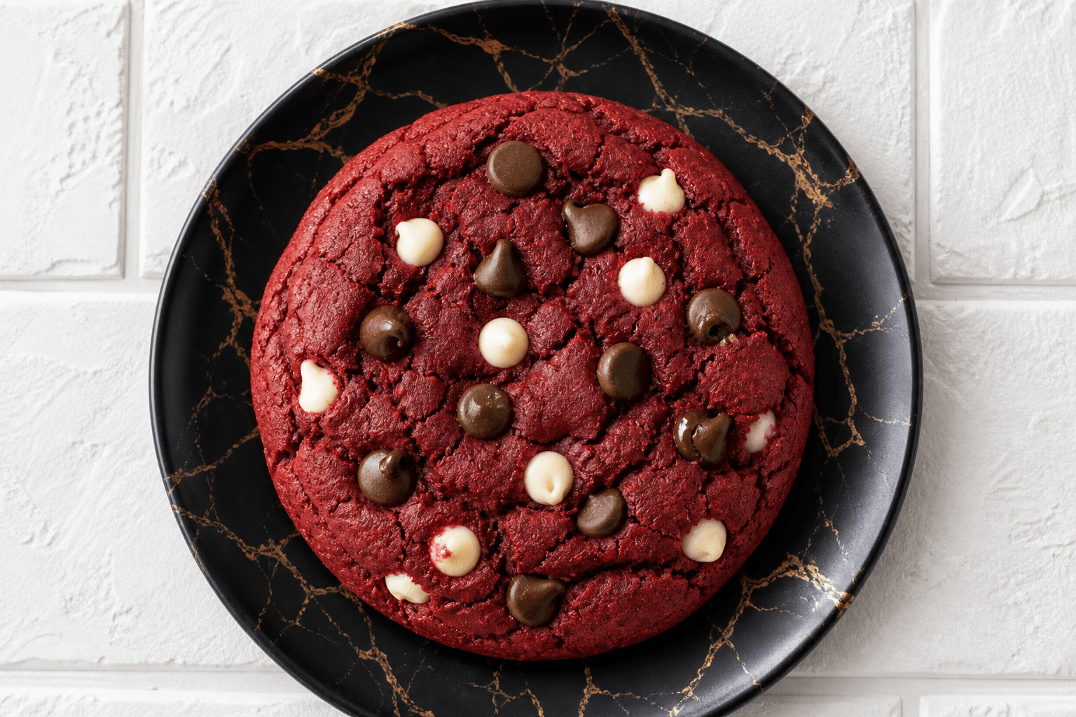 Jumbo Red Velvet Cookie — soft cocoa crumb with white and dark chips
